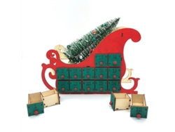 Calendario de Adviento de Madera con 24 Cajones, Campana Navideña con LED, Adorno Navideño