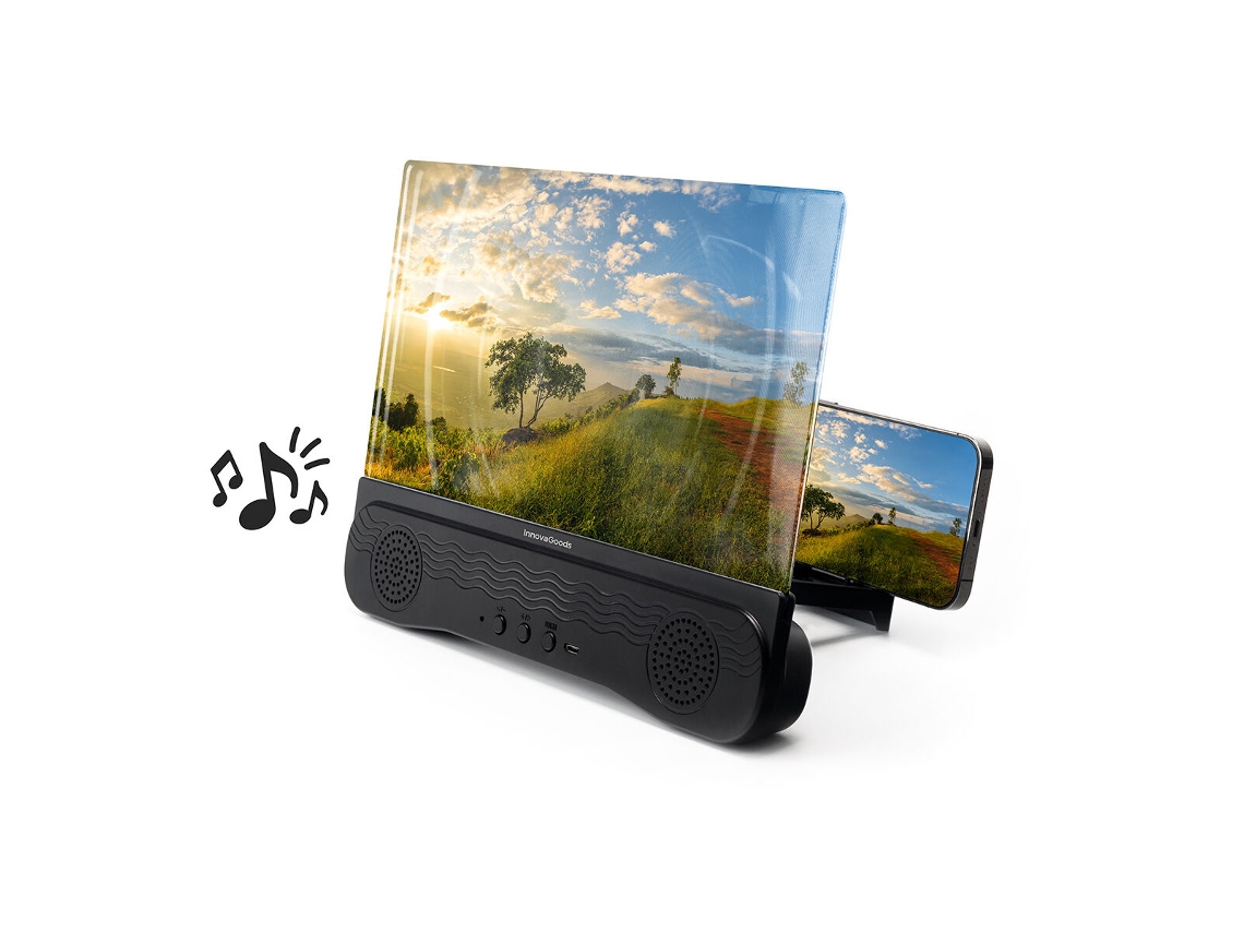 Ampliador de Pantalla Amplificador Pantalla Móviles Altavoz Recargable INNOVAGOODS Acrílico Negro
