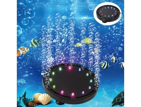 Luz de burbuja de aire para acuario de 5 pulgadas, 12 LED, LEDGLE, multicolor, sumergible, para pecera, lámpara de disco de piedra de aire, luz sub...