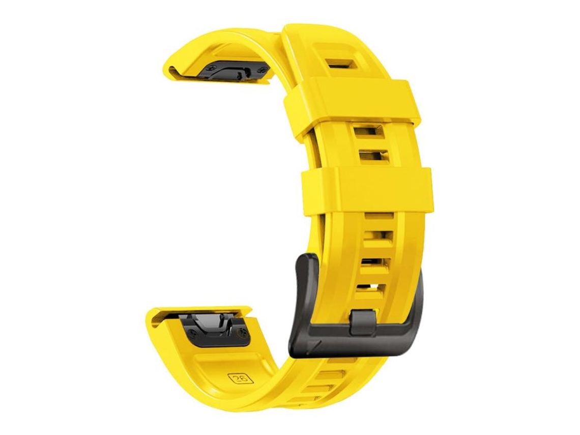 Bracelete Para Garmin (26mm) - Silicone Esportivo - Cor Sólida - Fivela De Aço Preta Amarela