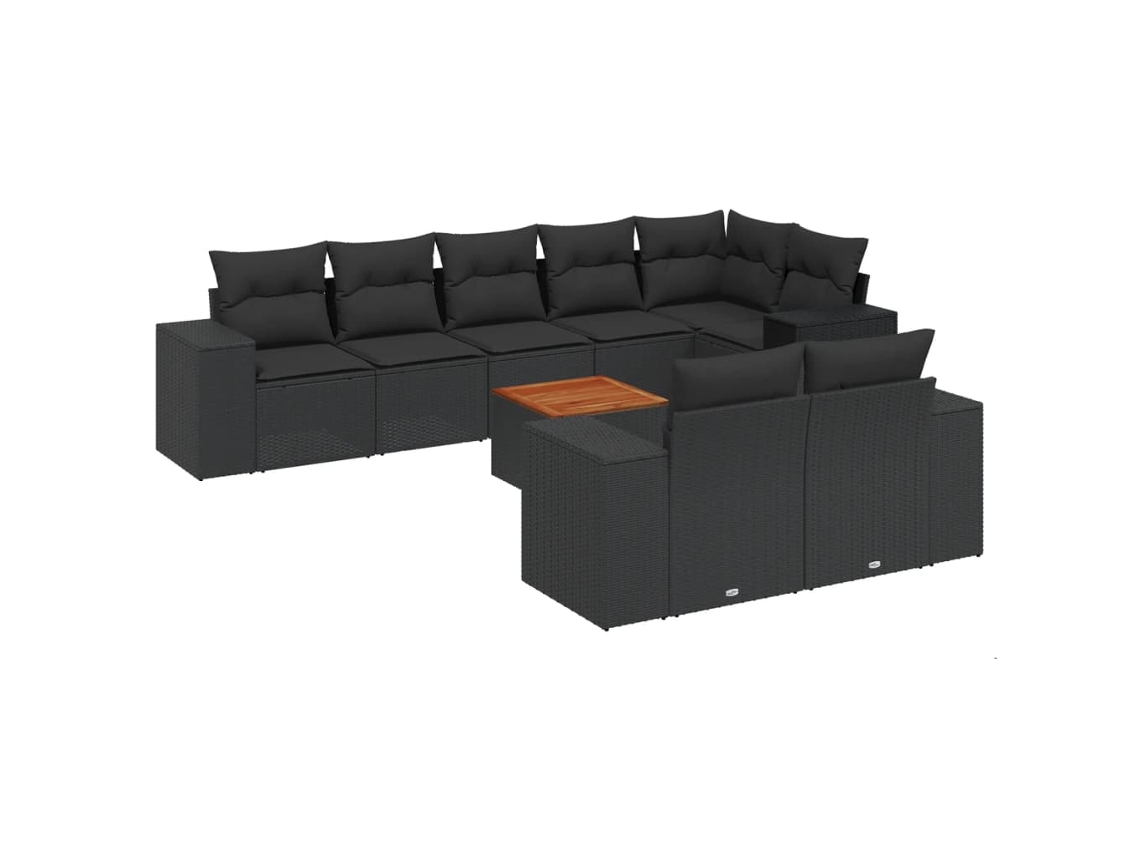 Maison Exclusive - Set De Sofás De Jardín 8 Piezas Y Cojines Ratán Sintético Negro