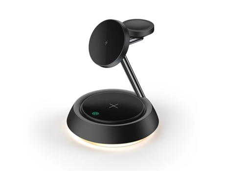 Carga inalámbrica 3 en 1, carga rápida inalámbrica de 15 W, diseño de bobina independiente, negro CHRONUS