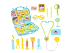 Kit médico simulado, con estetoscopio, termómetro y otros instrumentos médicos. Mdug (azul)