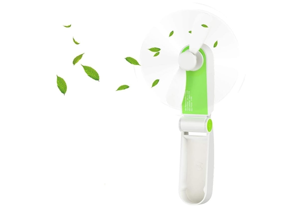Mini ventilador portátil de bolsillo recargable con cable USB ajustable de 2 velocidades para el hogar, la oficina, viajes al aire libre, color verde USHION