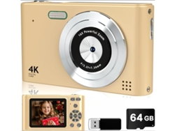 Mini Cámara Compacta Uhd 4k Cámara Digital Enfoque Automático 16x Zoom 64g Oro Zruxe
