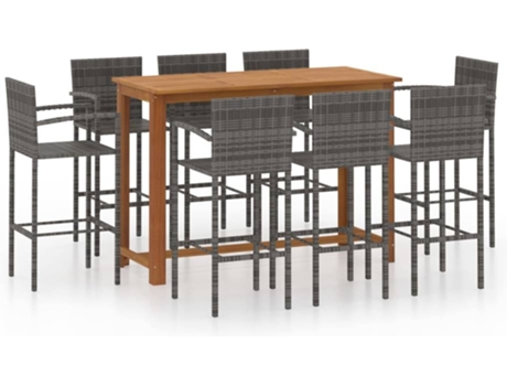 Conjunto 9 Conjunto de bar para jardín VIDAXL gris