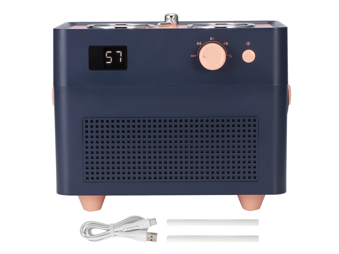 Humidificador de aire retro de 1,3 l con minidifusor de doble chorro, pantalla digital, recargable por USB