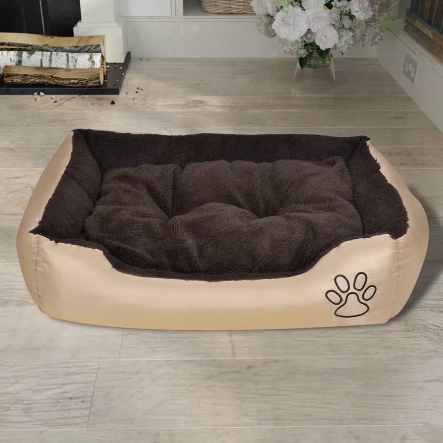 Cama para Perros VIDAXL Acolchado (Marrón - Tejido - Tamaño XL)