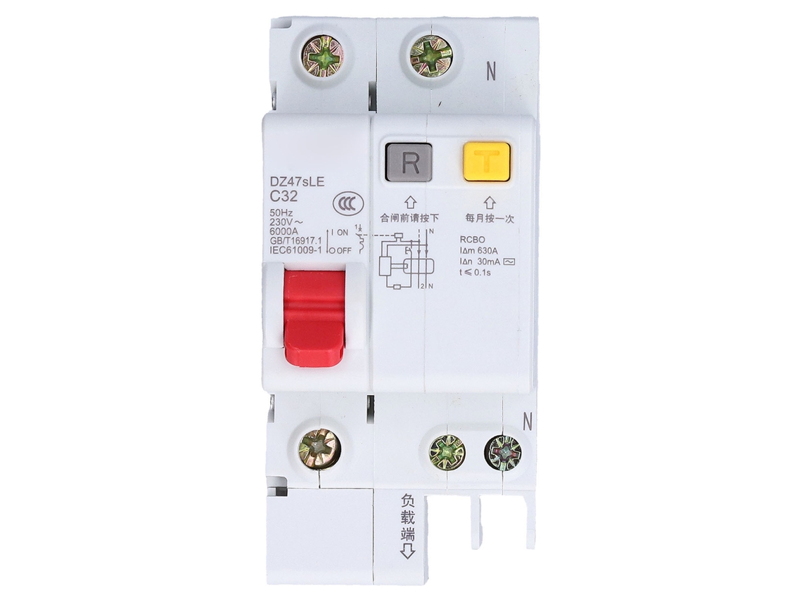Veloriskku-interruptor De Circuito Miniatura Com Isolamento De Corrente Residual Din Rail 230v 32a 1p+n Dz47sle C32