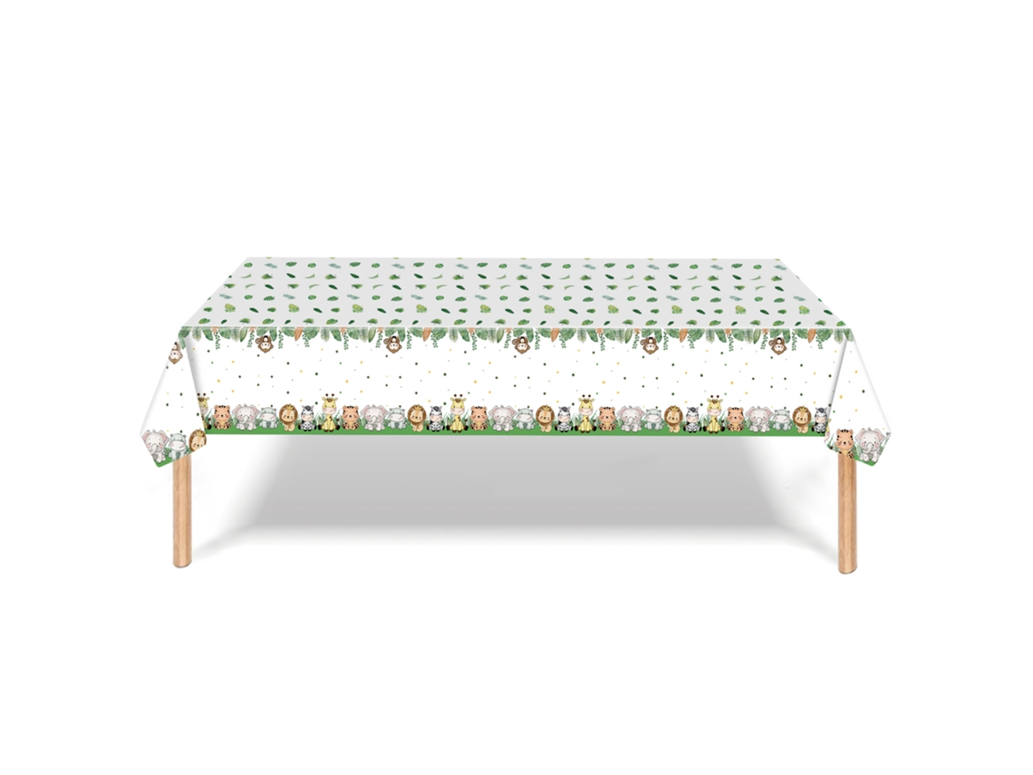 HYMNORA Mantel Jungle, 137 x 274cm, Mantelería Safari Descartable, Impermeable de Plástico para Fiesta de Cumpleaños Infantil, Baby Shower, Decoración de Picn
