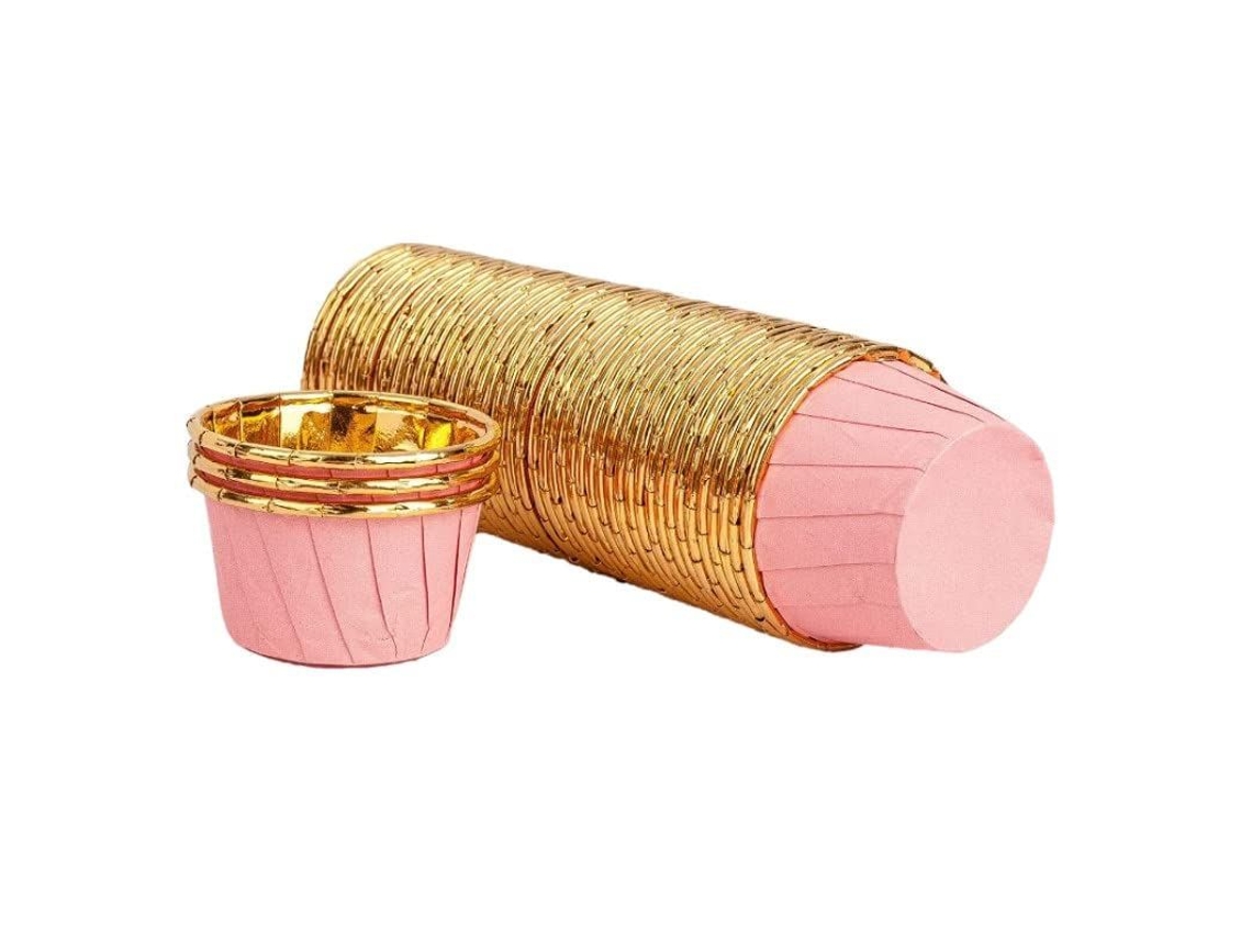 Rebe-molde Para Cupcakes De Ouro Rosa, 50 Unidades, Resistentes Ao Calor E Órgor, Ideal Para Festas E Largo.