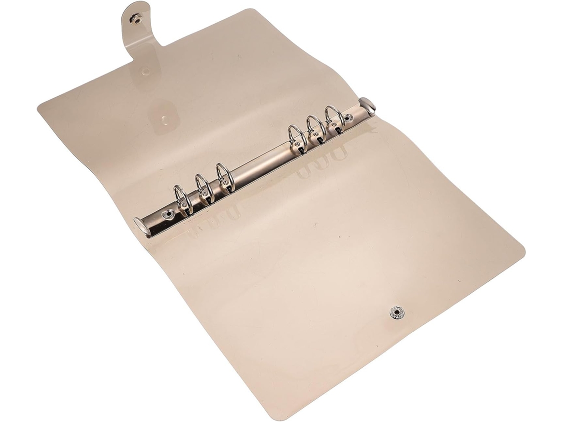 Funda Negra Para Cuaderno A5 Con 6 Agujeros, Pvc Impermeable, Hebilla Metálica