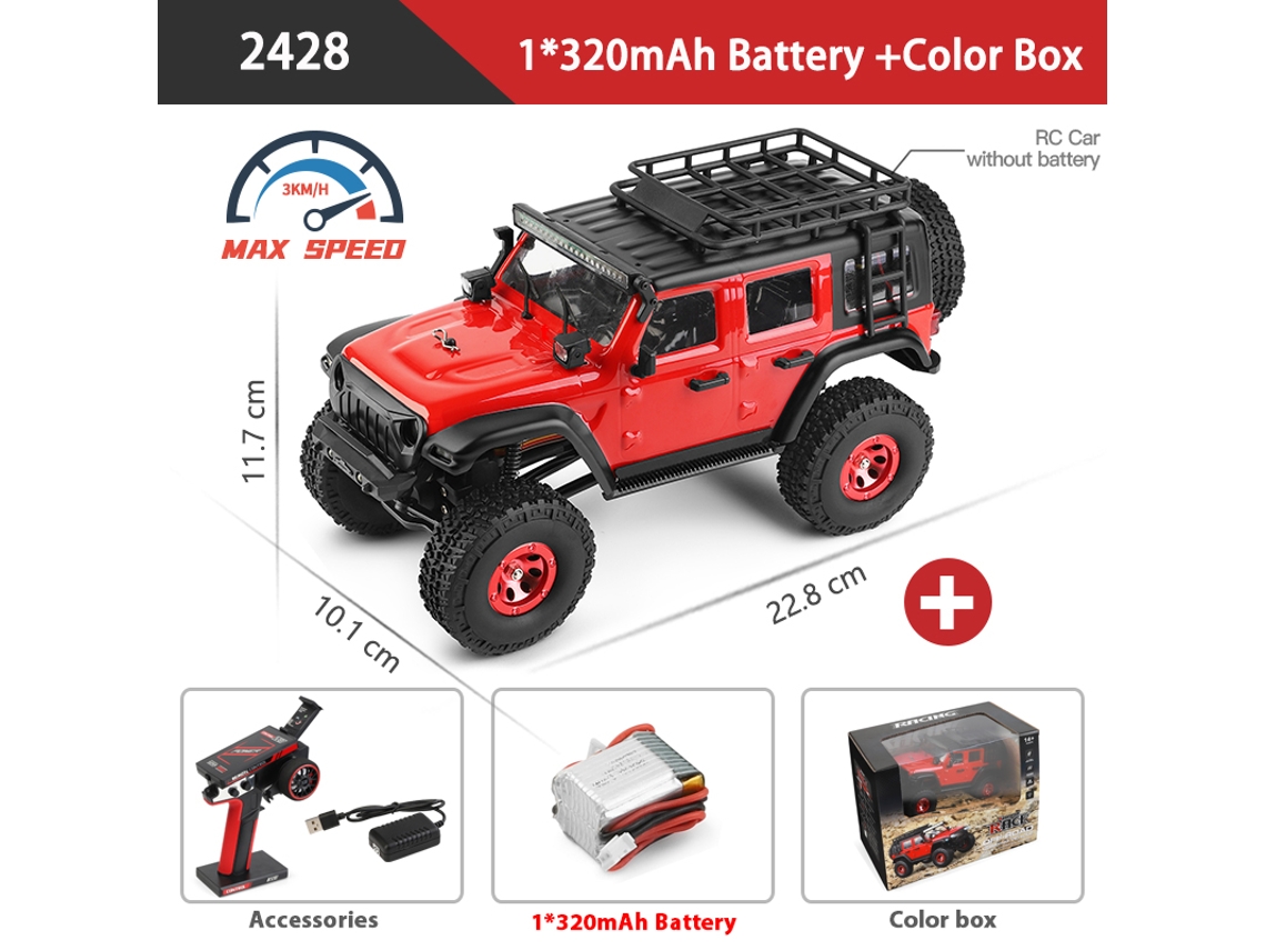 Mini Coche Rc 124 2.4g Con Luces Led, Vehículo Eléctrico 4wd Crawler Off Road, Camión Control Remoto Para Niños. Aeuzwr