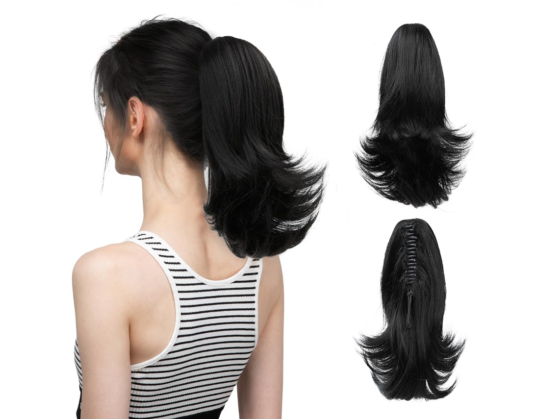 Peluca, extensión de cola de caballo con clip para mujer, microrizada (estilo 1/30 cm) Gertiz