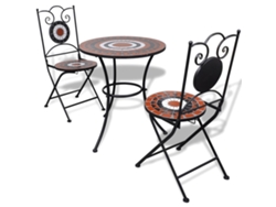 Cerámica Bistro Conjunto 3 Peças Terracota E Branco Dkd Home Decor