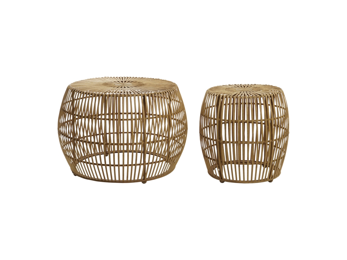 Set 2 Mesa Centro Bambú Natural 70x70x50cm