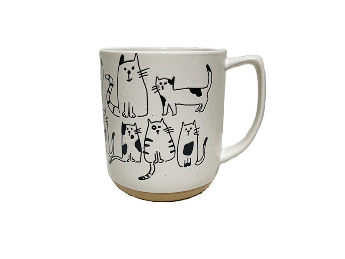 Creativa taza de cerámica pintada a mano, con capacidad de 450 ml y un adorable diseño retro de gato. Mdug