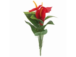Rama de flores artificiales de anturio rojo, hecha de plástico, para decoración de bodas, hogar y jardín.