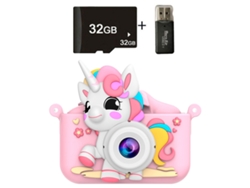 Siurn Cámara Infantil Doble Cámara Pony-hd Rosa Lector De Tarjetas 32g
