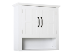 Mueble De Pared Para Baño Con 2 Puertas Y Estante Para Inodoro, Blanco, 60x19x58