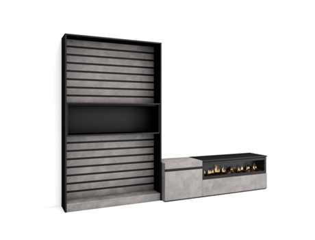 Muebles de Salón para TV 260x186x35cm Para TV hasta 65 Chimenea eléctrica Cemento