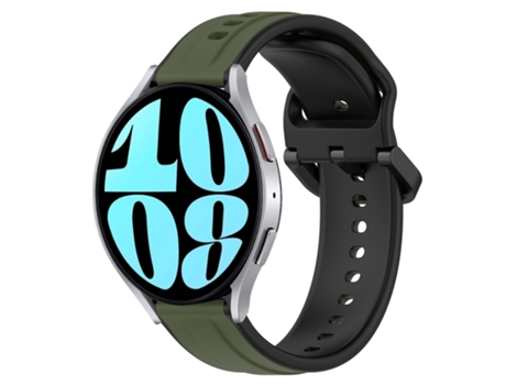 Correa de reloj inteligente para Samsung Galaxy Watch 6 40 mm 20 mm Bucle convexo de silicona bicolor (verde oscuro + negro)