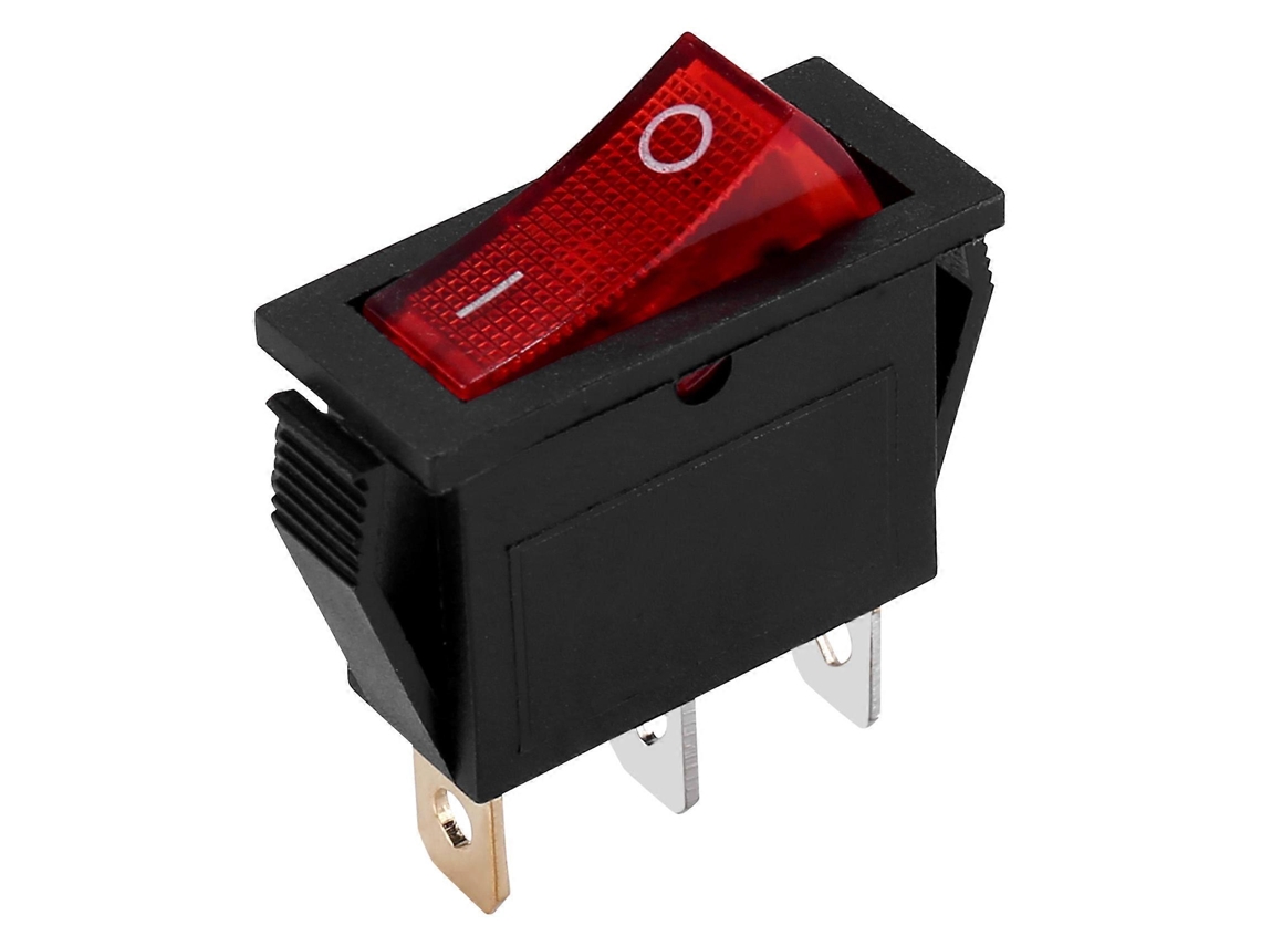 Interrupteur Bipolaire Lumineux Rouge On/off 250v 15a 28x10mm 3 Bornes Negro
