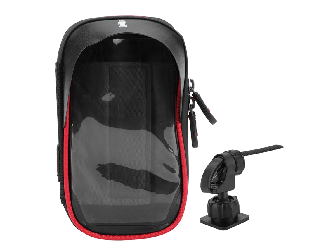 Bolsa Impermeable Con Soporte Giratorio De 360° Para Teléfono Móvil De Bicicleta, Carcasa Blanda, 6 Pulgadas, Negro Y Rojo.