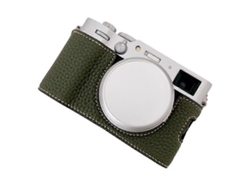 Bolsa de cuero con textura de lichi para cámara Fujifilm X100vi, cubierta inferior, batería fácil de reemplazar.