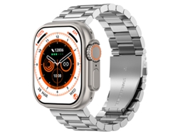 Reloj inteligente compatible con NFC (Near Field Communication) y carga inalámbrica. (Correa de acero plateada)