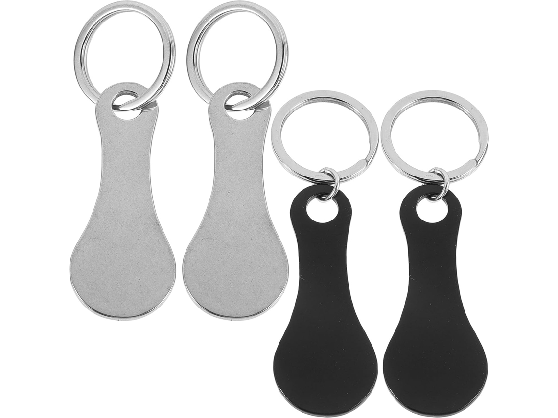 Juego De 4 Fichas/llaveros De Metal Negro Para Carrito De La Compra, Accesorios Ligeros Y Compactos.