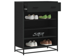 Zapatero | Armario Zapatero De Madera De Ingeniería Y Metal Negro 75x38x97,5 Cm