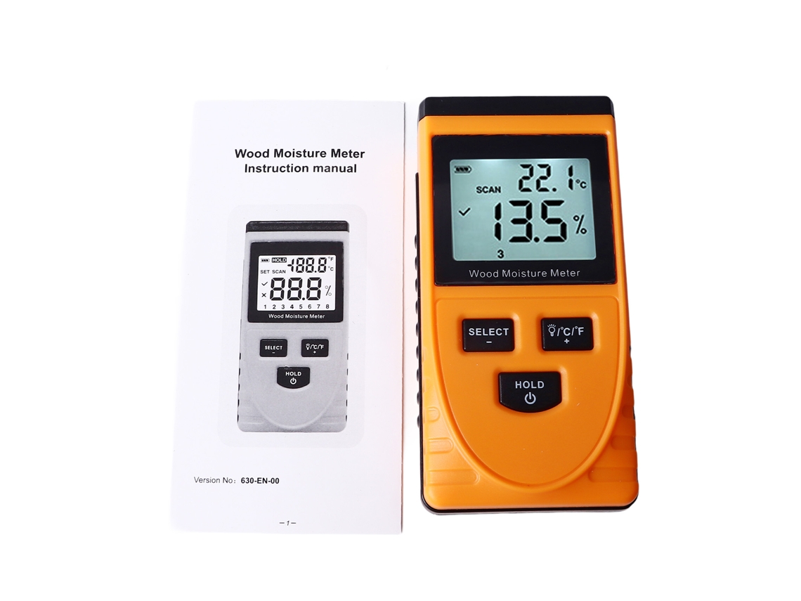 Medidor De Humedad De Madera Inductivo Sin Clavos Con 8 Niveles Ajustables Y Detector Digital Multifuncional