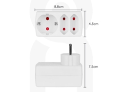 Aigostar Adaptador de enchufes europeos con 3 enchufes. Adaptador con protección infantil, 1 Schuko, 2 enchufes EU, blanco.
