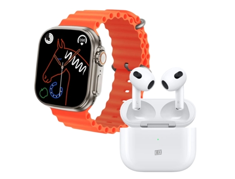 Smartwatch KLACK Paquete deportivo S8Ultra naranja y auriculares Bluetooth Pro 6S