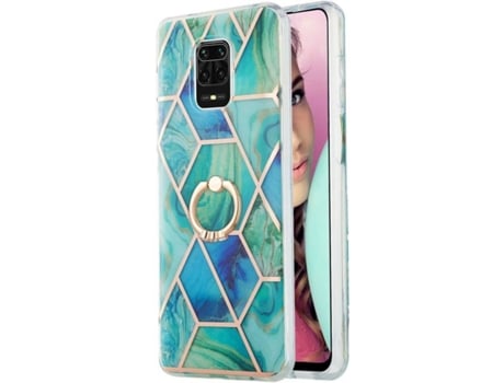 Funda Xiaomi Redmi Note 9 Pro HFS-HOUSE Mármol con Anillo de Soporte (Verde)