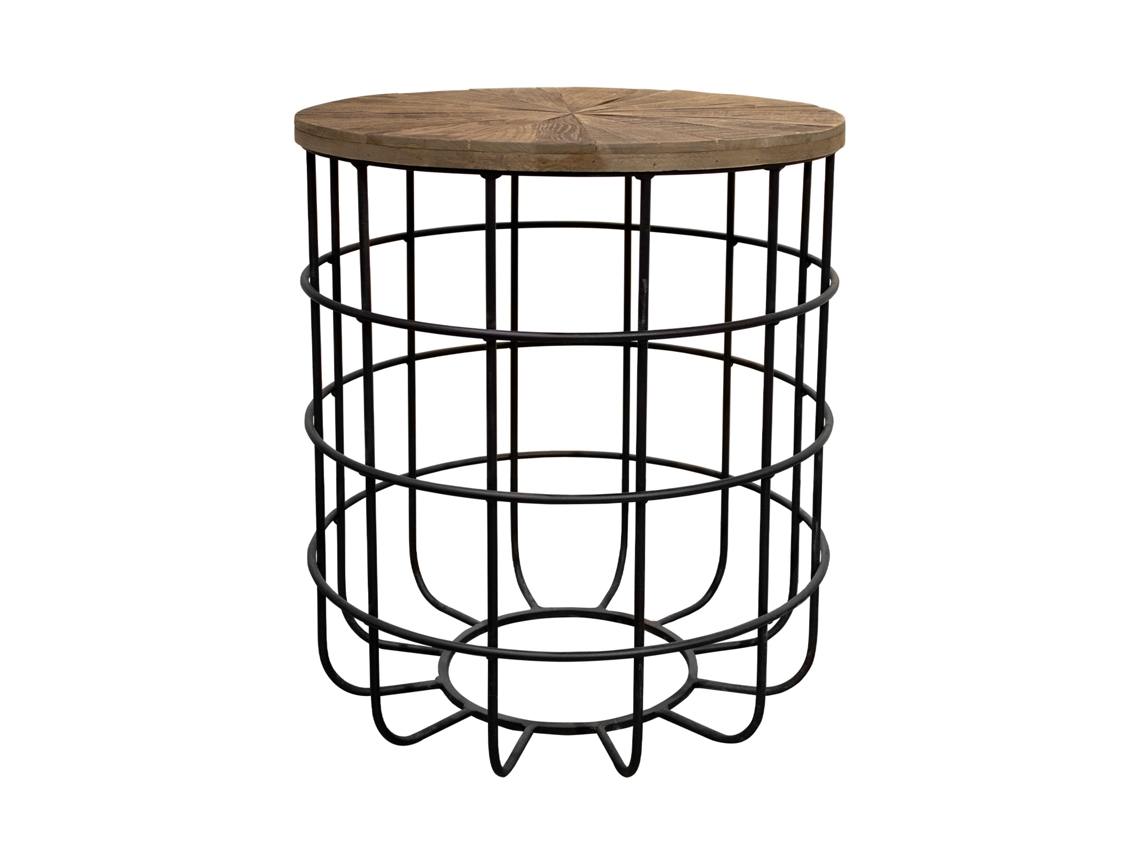 Tabela Auxiliar Geométrica PÄRUMM Sax 60X50X50 Cm com Madeira de Elmo e Ferro Reciclado