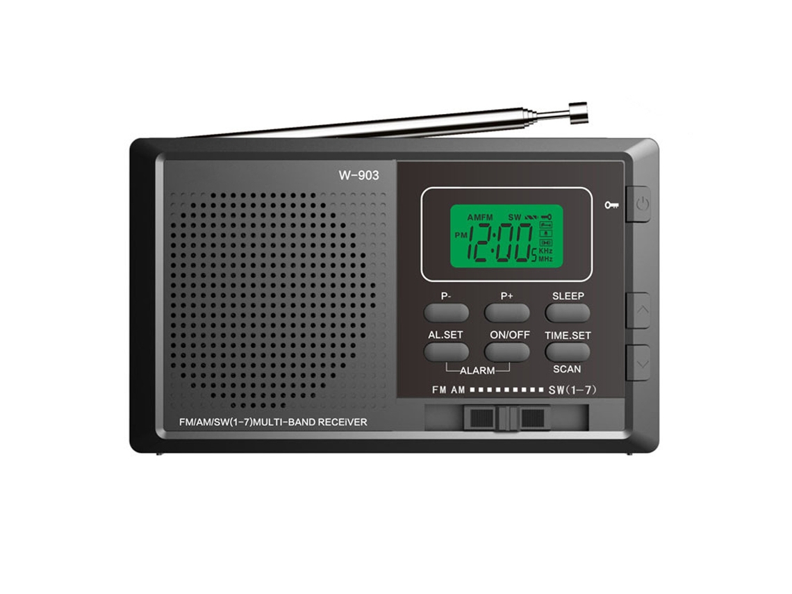 Radio digital portátil FM/AM/SW multibanda con pantalla LCD, radio de transistores miniatura con altavoz y pantalla LED