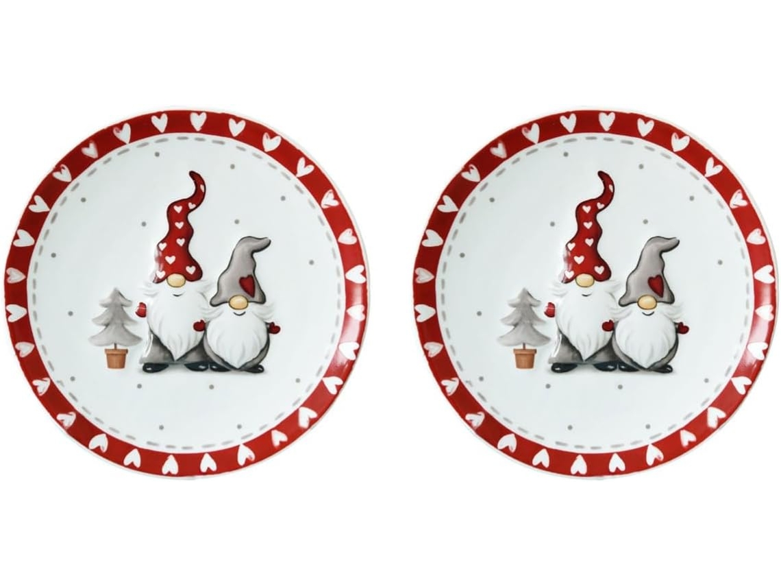 2 Bandejas Redondas De Cerámica Navideñas Con Diseño En Relieve, Ideales Para Guardar Frutas.