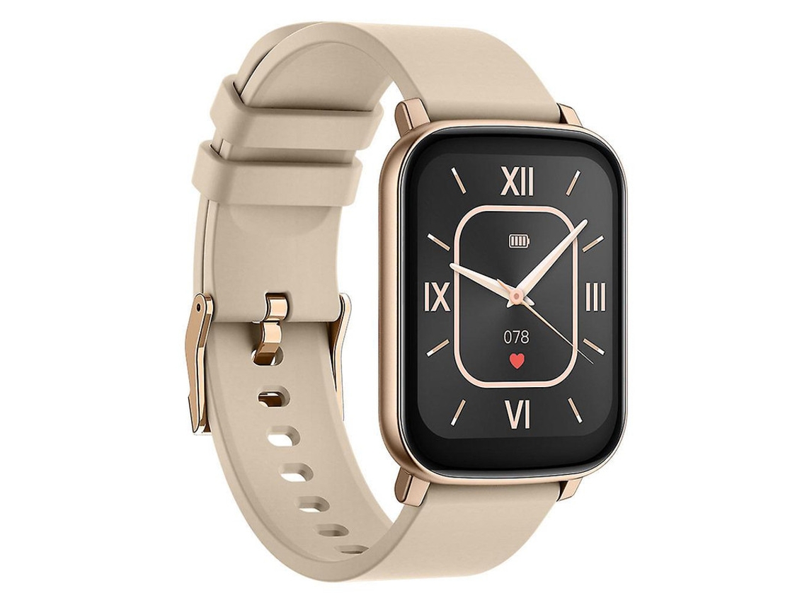 Reloj inteligente para mujer de 1.69 pulgadas con monitor de actividad física, frecuencia cardíaca, sueño, calorías, Android e iOS (dorado)