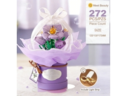 Pequeñas Partículas Que Simulan Ramos De Flores, Ensambladas Con Bloques De Construcción: Un Regalo Creativo En Forma De Cubo Para Abr