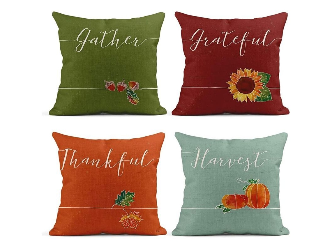 2026-30104-4 Fundas De Almohada De Lino 45x45cm Decoración De Hogar Otoño Para Sofá Cama Couch Coche