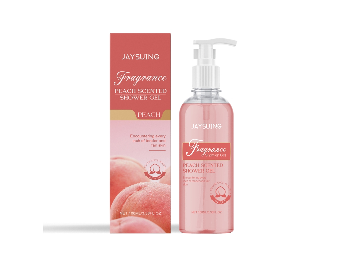 Gel de ducha transparente con aroma a melocotón blanco para mujer.
