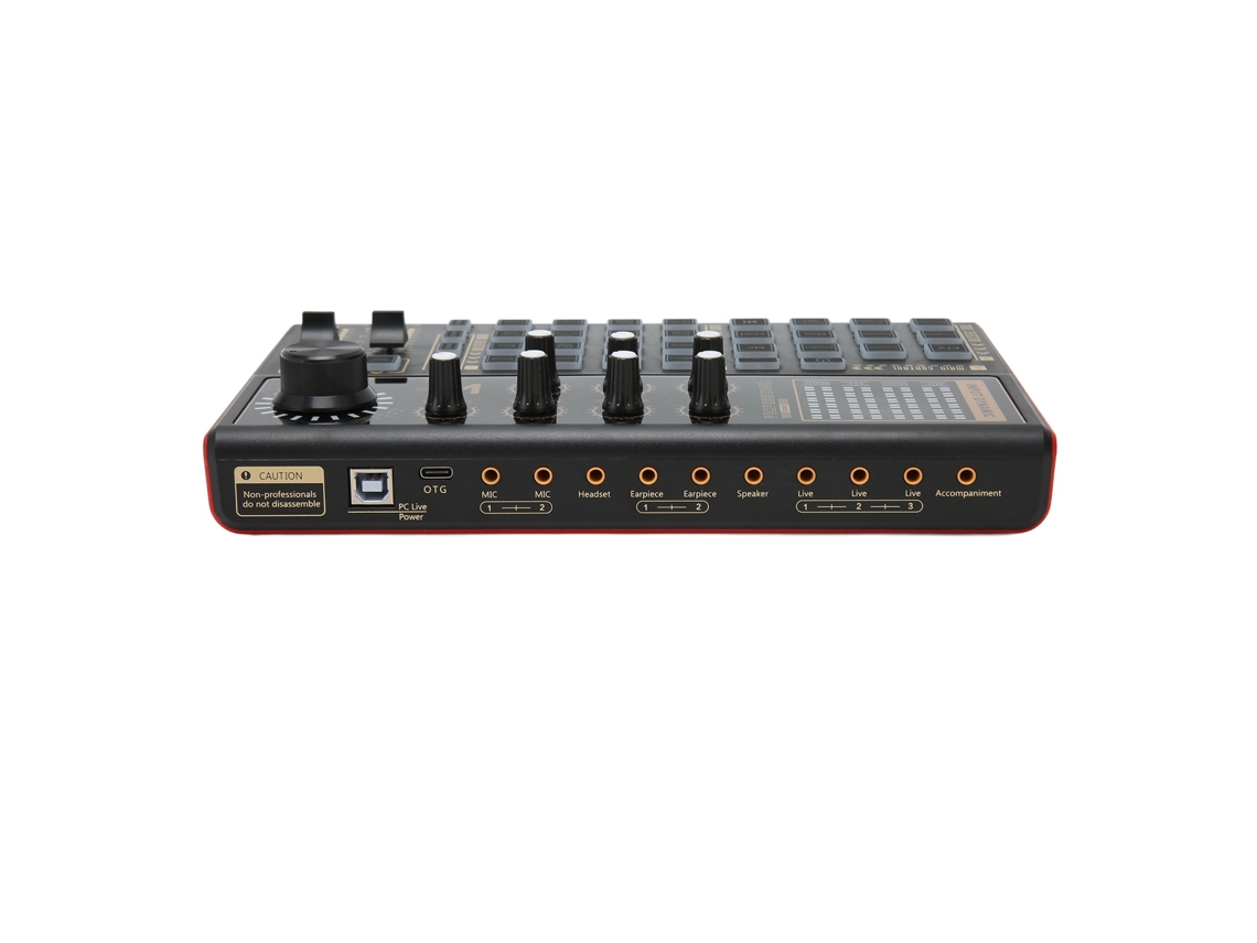 Tarjeta Mezcladora De Sonido Negra Con Luces De Colores, Efectos De Sonido Y Cambiador De Voz Para Grabación Y Karaoke.