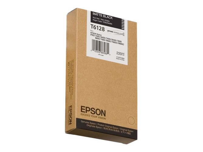 Cartucho de tinta original EPSON, T6128 220 ml , Negro mate, C13T612800
