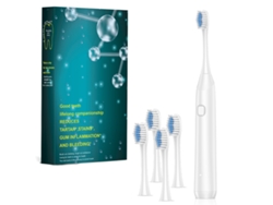 Cepillo de dientes eléctrico para adultos (blanco, con 4 cabezales de repuesto), 6 modos, recargable, potente cepillo de dientes sónico.
