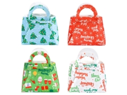 Juego de 4 bolsas de regalo navideñas reutilizables, con asas, plegables para dulces, GOKOCO