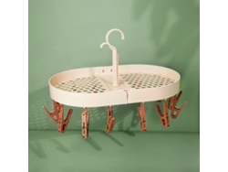 Tendedero giratorio de 360 grados con ganchos pequeños, plegable y con drenaje para el hogar o el dormitorio.