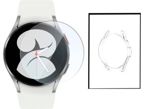 KIT Funda SuperProtect y Protector de Cristal Samsung Galaxy Watch4 46mm PHONECARE Transparente)