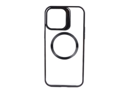 Capa Magnética De Shell Duro Eletroplatada Preta Transparente Para Iphone 14 Pro Max